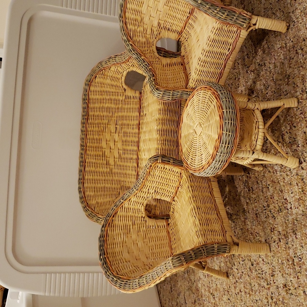 Set of wicker doll furniture